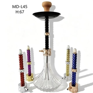 Chicha en verre cristal de 67 cm, style classique, avec tige torsadée givrée, remplaçable, avec 2 flexibles et prise japonaise - Product Image 1