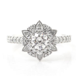 Bague en forme de fleur en or blanc Bague Pt950 Bague de mariage en <span class=keywords><strong>diamant</strong></span> de <span class=keywords><strong>taille</strong></span> brillante ronde 2025 Style populaire <span class=keywords><strong>Prix</strong></span> le plus bas - Product Image 3
