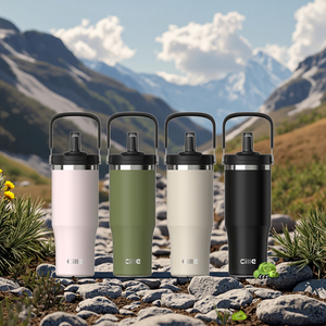 Tumbler a doppia parete da 30 once con Logo personalizzato senza BPA tazze in ceramica dal Design classico per il campeggio, l'utilizzo dell'acqua include la maniglia - Product Image 1