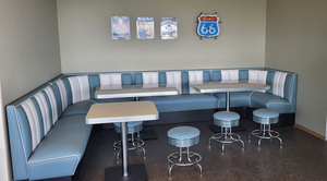 Set di Sedute per Diner Stile Anni '50, Divanetto Angolare a L <span class=keywords><strong>in</strong></span> Pelle PU con Tavolo e <span class=keywords><strong>Sedie</strong></span> per Ristoranti e Hotel - Product Image 6