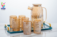 Ensemble de carafes en verre, grande bouilloire, verrerie, verre borosilicate de haute qualité, design spécial délicat, ensemble de 6 tasses, fournisseur