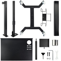Table de travail réglable en acier inoxydable pour tatouage, table portable de maquillage permanent avec plateau et support roulant pour salon