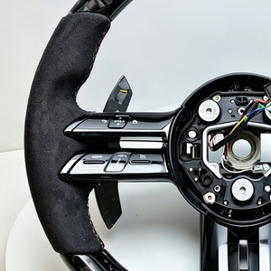 Volant personnalisé pour <span class=keywords><strong>Mercedes</strong></span> Benz AMG GT G63 W213 W223 W206 W205 W204 A45 GLA45 E63 G65 X290 en fibre de carbone forgée et cuir - Product Image 6