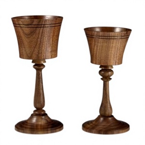 AZ ENTERPRISES Lot de 2 verres à vin en bois faits à la main, écologiques, capacité 250 ml, design rond classique pour cocktails - Product Image 3