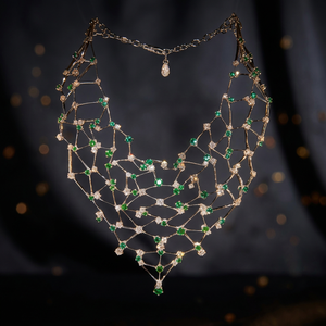 Luxury Geometric <b>Choker</b> Necklace Women 925 <b>Silver</b> Diamond Round Brilliant Cut Green Stones Party Jewelry - Product Image 3