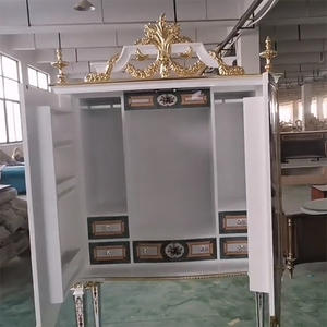Châu Âu Hoàng Gia Bằng Gỗ Tủ Tủ Trắng Hiển Thị Đồ Cổ Madia Tự Chọn Tủ Quần Áo Cổ Điển Sang Trọng Sơn Giao Diện Điều Khiển Bảng - Product Image 4