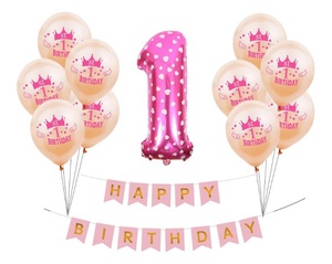 Kit di palloncini di 1 ° anno decorazioni per feste di <span class=keywords><strong>buon</strong></span> <span class=keywords><strong>compleanno</strong></span> rosa blu palloncino a elio bandiera Banner forniture per decorazioni per Baby Shower - Product Image 3