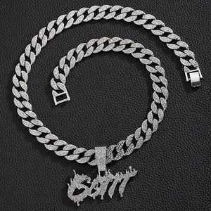 Collar con colgante de letra Iced GOAT y cadena cubana, chapado <span class=keywords><strong>en</strong></span> oro de 18K con pedrería, estilo Hip Hop para hombres, mujeres, raperos, bailarines y streetwear - Product Image 2
