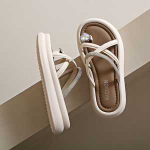 Femmes plate-forme diapositives pantoufle dame chaussures coulissantes femmes en peluche sandales plage plate-forme décontractée marche sandales chaussures - Product Image 2