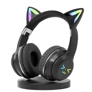 猫耳BT耳机RGB轻笑脸新款耳机粉色小女孩耳机礼品适合任何手机
