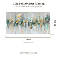 Peinture à l'huile abstraite sur toile, peinte à la main avec des feuilles d'or, 120 x 60 cm, encadrée, art mural pour salon, hôtel, décoration de la maison