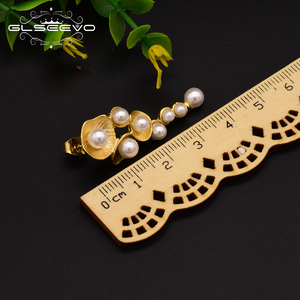 Orecchini pendenti con perle di nappa bianca d'acqua dolce naturale pianta ciondola l'orecchino per le donne gioielli indiani di moda da sposa placcati in oro - Product Image 6