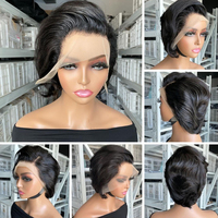Perruque courte bob en cheveux humains, perruque coupe pixie sans colle, fournisseurs de perruques en cheveux humains, vente en gros, perruques lisses fabriquées à la machine, cheveux indiens bruts