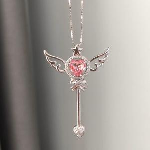 Pendentif porte-bonheur en argent pur S925, petit gourde rouge rose, nouveau style chinois, luxe, entièrement serti de diamants, creux, ensemble de bijoux tendance - Product Image 4