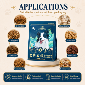 Kantong Kemasan Makanan Anjing Kering Berkualitas Ekspor, Cetak Kustom, 1.4kg, Biru Matte, Food Grade, Resealable Zipper, Alas Datar, Segel Delapan Sisi - Product Image 2