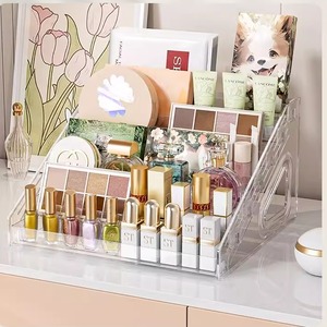 Acrylic Cosmetic <b>Storage</b> Box Transparent Tiered Display Rack For Makeup Organizer Desktop Vanity Beauty <b>Storage</b> With Anti Break - Product Image 3