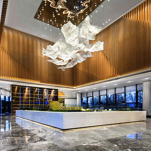 Lámpara colgante para decoración de boda, vestíbulo de hotel, candelabro de cinta de red de cristal personalizado largo grande de lujo para Villa - Product Image 2