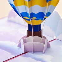 Carte pop-up 3D Montgolfière Rêveuse Personnalisable – Couleurs et Motifs de Couverture, Design en Papier Multicouche, DIY Anniversaire Personnalisé