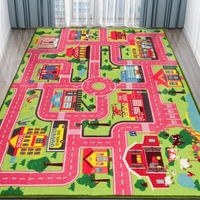Tapis de jeu pour garçons et filles, bleu, rose, vert, tapis de grimpeur doux, tapis de jeu urbain, tapis de transport ferroviaire, décoration de bureau et de chambre d'enfant