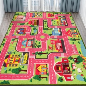 Tapis de jeu pour garçons et filles, bleu, rose, vert, tapis de grimpeur doux, tapis de jeu urbain, tapis de transport ferroviaire, décoration de <span class=keywords><strong>bureau</strong></span> et de chambre d'enfant - Product Image 3