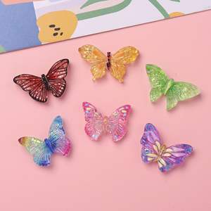 Breloques papillon colorées en résine à dos plat pour loisirs créatifs, cabochons papillon pour embellissement - Product Image 2