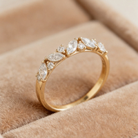 Anillo de Compromiso Vintage UJ Creations para Mujer, Chapado en Oro Blanco de 18K, 2-4g, 75% de Pureza, Diamante Cultivado en Laboratorio con Corte Marquesa, Color D