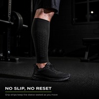 Manchon de compression pour mollet avec coussin alvéolé, support épaissi et deux bandes antidérapantes en silicone pour l'entraînement