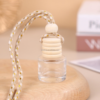 Diffuseur suspendu personnalisable pour voiture, flacon en verre rechargeable avec bouchon à vis en bois en forme de couronne, 5ml, 8ml, 12ml