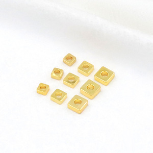 Pure <b>copper</b> plated with 18K real gold and silver loose beads, small square spacers, DIY <b>bracelet</b> and necklace beading and - Product Image 1