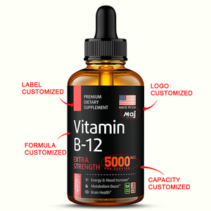 OEM vitamina B12 gocce di liquido sublinguale 5000mcg di metil e metilcobalamina integratori per donne e uomini, umore ed energia - Product Image 2