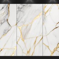 Panneau mural en PVC à motif marbre blanc de haute qualité avec fissures dorées, revêtement mural décoratif durable pour l'intérieur d'un appartement