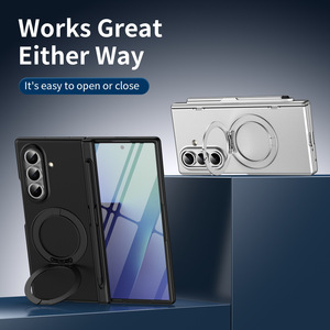 For Samsung Galaxy Z <b>Fold</b> 8 7 6 5 4 360 Swivel Alloy Bracket Magnetic & Ring Tempered Glass Film With Stylus <b>Pen</b> Slot Phone Case - Product Image 3
