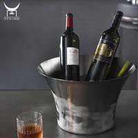 Seau à glace en acier inoxydable à bord évasé, grande capacité, pour refroidir le vin et les boissons, idéal pour les banquets et la restauration en gros