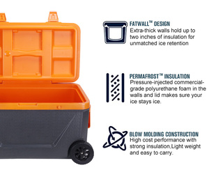 Hộp đá 60L có bánh xe, thùng đá lớn để câu cá, hộp đựng đồ, hộp làm mát cách nhiệt PU - Product Image 3