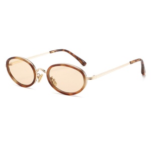 Vollrandige Metall-Sonnenbrille im ovalen Punk-Stil mit Schildpatt-Optik für Männer und Frauen, Unisex UV400, beliebte Farbverlauf-Sonnenbrille - Product Image 3