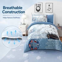 Ensemble de literie en polyester 4 pièces avec imprimé de carte nautique, dessin animé marin, linge de lit pour toutes les saisons, textile de maison