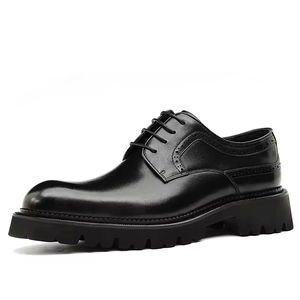 Zapatos Oxford Formales de Negocios para Hombre, de Cuero Genuino, con Cordones, Cerrados, Suela Gruesa Cuadrada, Aumentan la Altura, Modelo 2025, Evergreen - Product Image 5