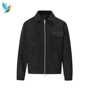 Giacca di pelle scamosciata da uomo con cerniera spessa personalizzata Multi-tasca per l'inverno - Product Image 3