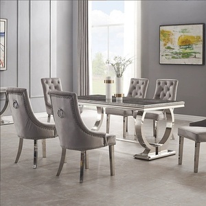 Mesa de comedor de acero inoxidable moderna de lujo, mesa de comedor de acero inoxidable de alta calidad para espacios de comedor de lujo modernos - Product Image 1
