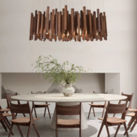 JYLIGHTING Suspension Linéaire en Bois Massif pour Café, Contrôle par Interrupteur, Luminaire Suspendu, Couleur Bois Foncé, Lustres LED