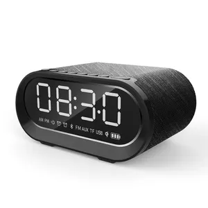 Reloj despertador de alta calidad, Altavoz Bluetooth con pantalla LED, cargador inalámbrico para teléfono móvil, altavoz inalámbrico portátil en Mesa