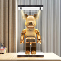 Boîte de présentation en acrylique pour figurines Bearbrick LED, boîte de rangement anti-poussière pour figurines avec lumière