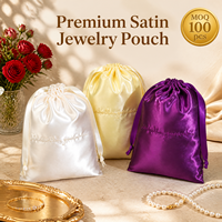 Sac de luxe en satin brillant pour parfums et cosmétiques, avec cordon de serrage, logo brodé personnalisé, pochette cadeau en satin pour soins de la peau