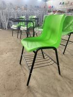 Chaise de formation empilable avec tablette d'écriture, porte-livres suspendu, cadre en métal et plastique PP, ergonomique, pour la maison, le bureau et la salle de classe