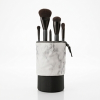 Ensemble complet de pinceaux de maquillage avec pochette à fermeture éclair, design élégant en marbre, kit de pinceaux cosmétiques à poils doux pour les amateurs de maquillage et comme cadeau