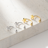 Boucles d'oreilles en argent sterling 925, style romantique, fleur, perle à vis, piercing, crochet d'oreille pour femmes, boucles d'oreilles simples à fleurs, bijoux de fête