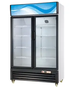 Качественный двухдверный холодильник с прямым охлаждением, вертикальный охладитель напитков, охладитель для удобного магазина