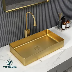 Fregadero de baño con borde superfino SUS 304, mesa de acero inoxidable montada sobre lavabo