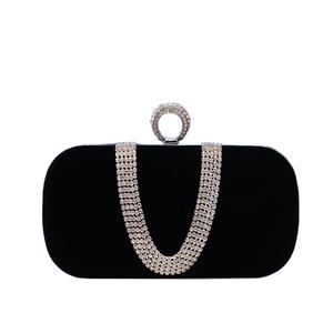 2024 élégant sac de soirée en velours avec strass décor femme cartable pochette pour mariage bal dîners sacs à main - Product Image 1