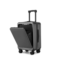 Equipaje de Apertura frontal moderno y elegante de nuevo diseño con ganchos de carrito de aluminio Compartimentos interiores Estuche de mano de gama alta para aerolíneas
